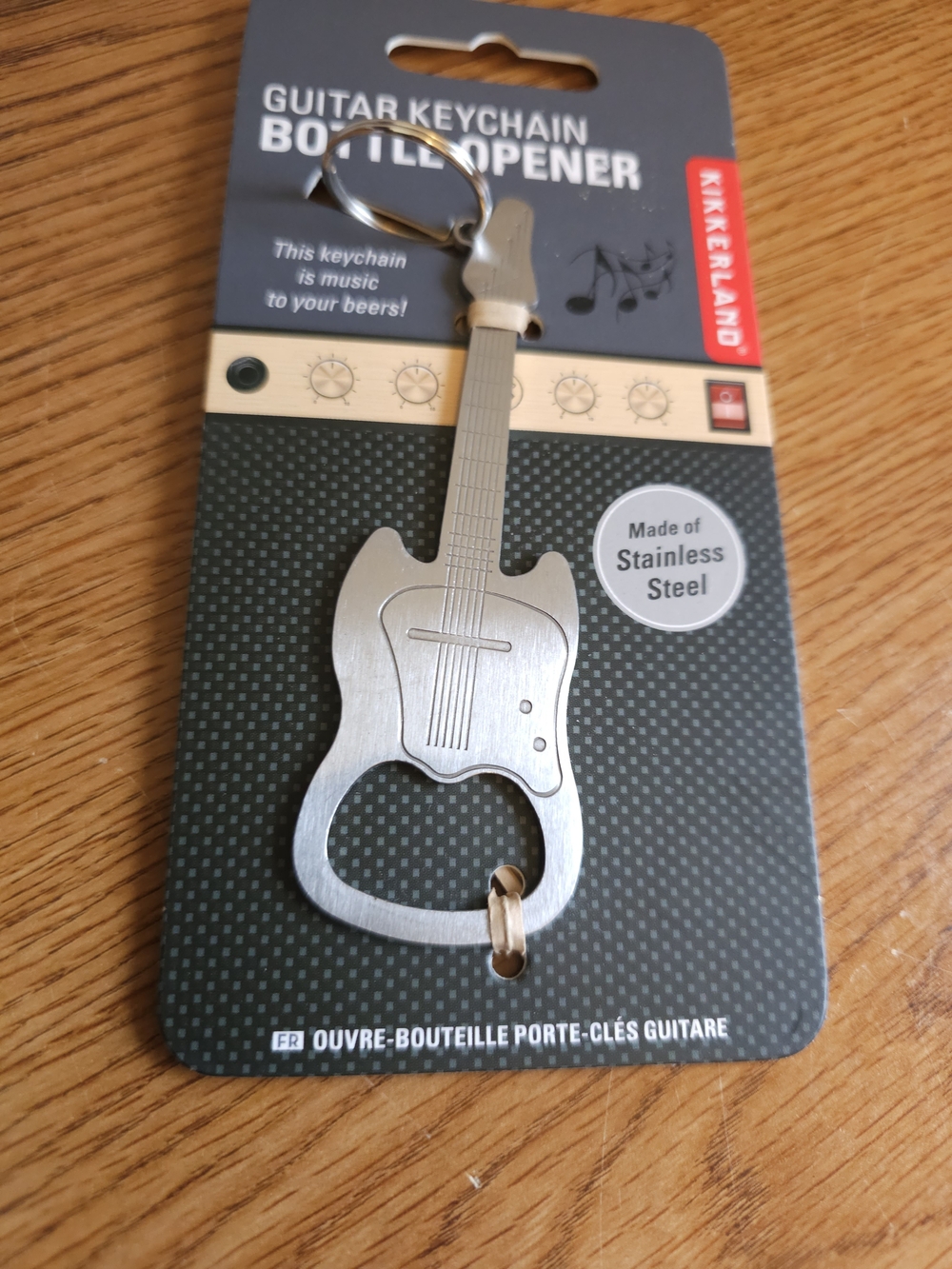 4/$10 NEW Guitar Bottle Opener Keychain Stainless Steel